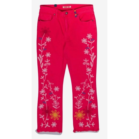 Johnny Was Women’s Hot Pink Cropped Floral Pants, Sz 25”, Boho Colorful Casual - Picture 1 of 8